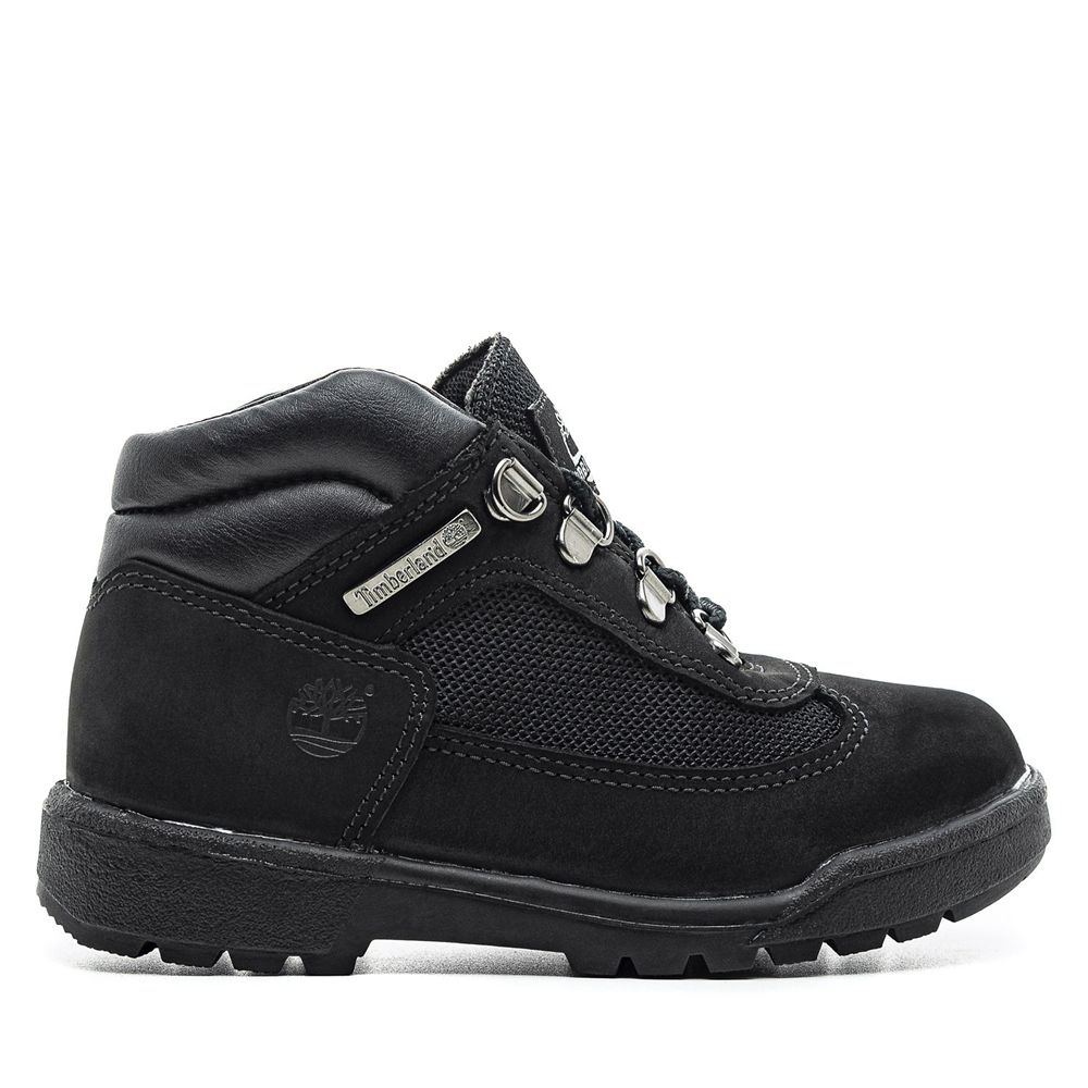 Timberland Kids Snow Boots Youth Leather/Fabric Mid Field - Black - India HL5072613